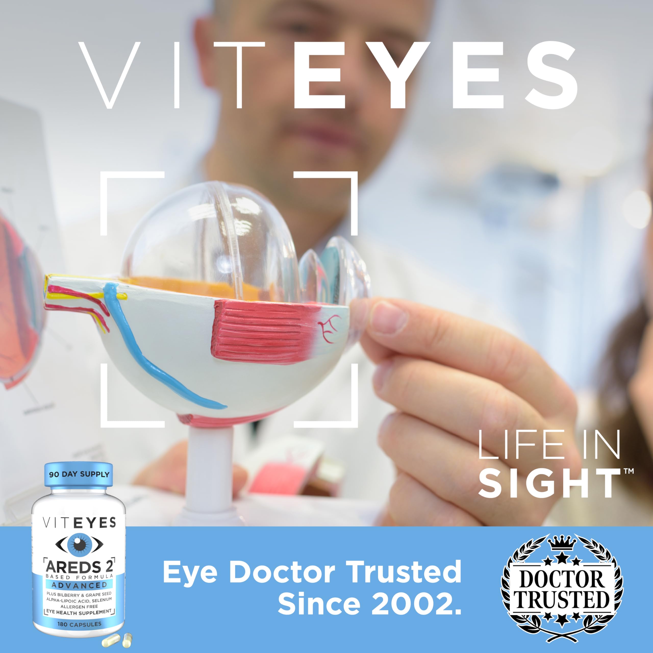 Viteyes grape seed bilberry ingredients for eye wellness.