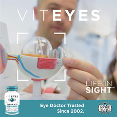 Viteyes Omega-3 TG bottle label emphasizing natural triglyceride oil