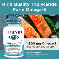 Closeup of lemon-flavored TG softgels with label for eye and heart support