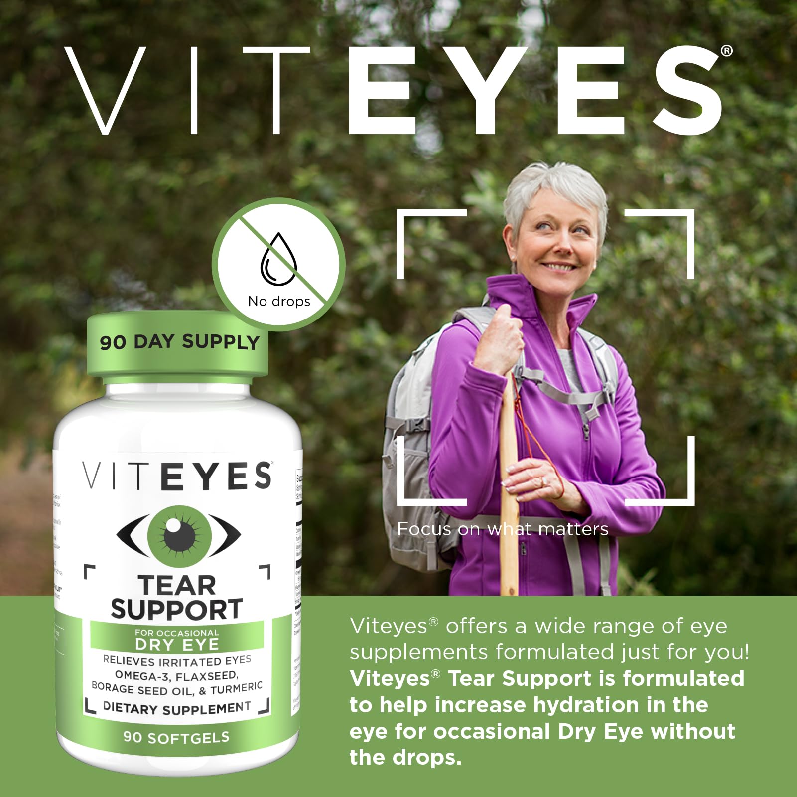 Viteyes Tear Support softgel capsules ready for daily intake.