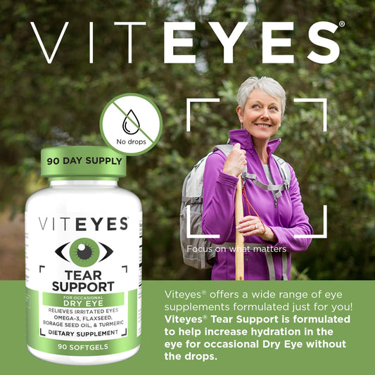 Viteyes Tear Support softgel capsules ready for daily intake.