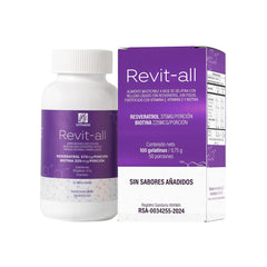 Vithani Revit-All bottle close-up highlighting resveratrol chewables for daily wellness.