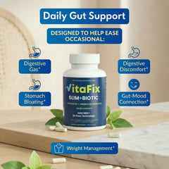 VitaFix SlimBiotic label details emphasize MAKTREK by-pass tech