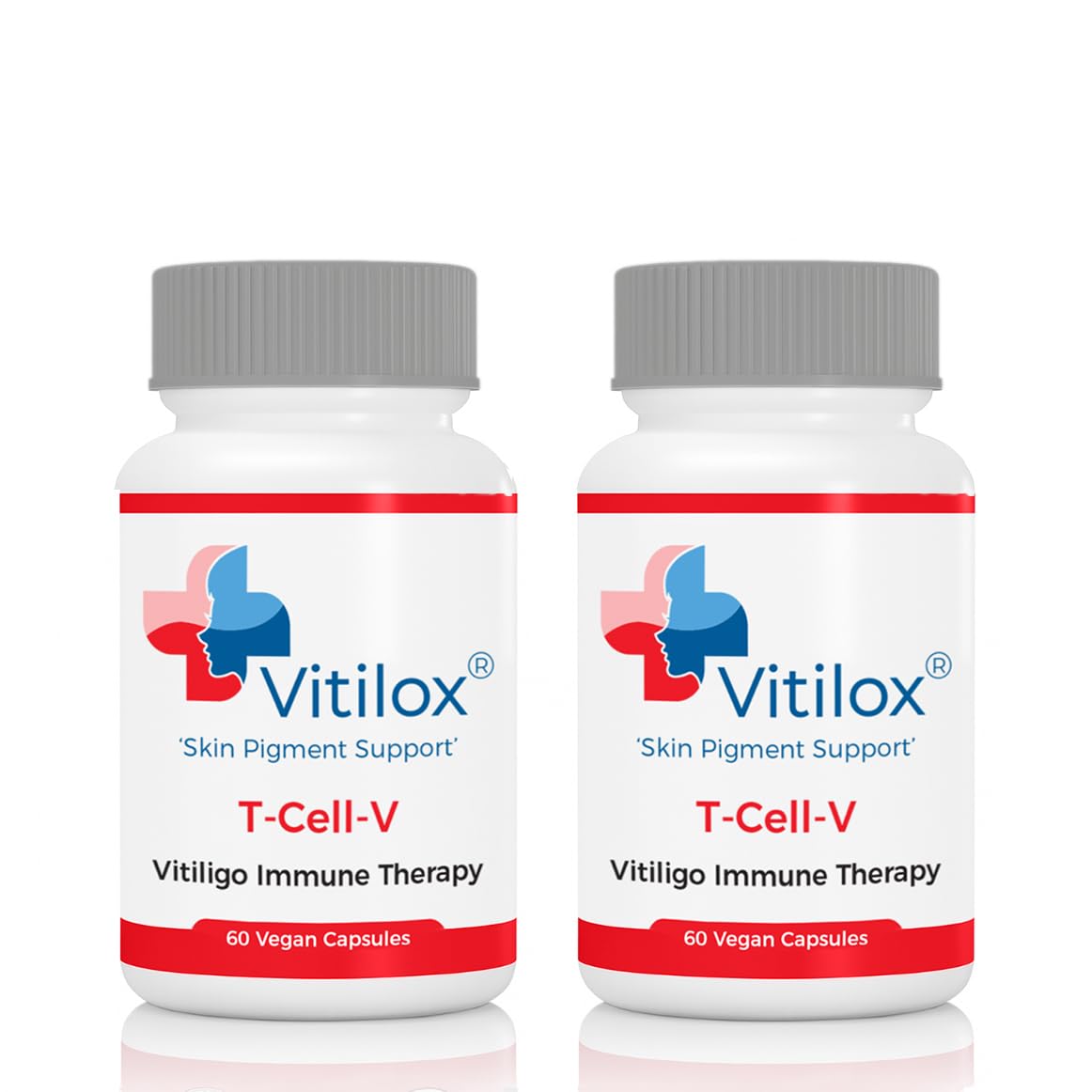 Vitilox T-Cell-V capsules bottle front view supports immune balance and skin health.