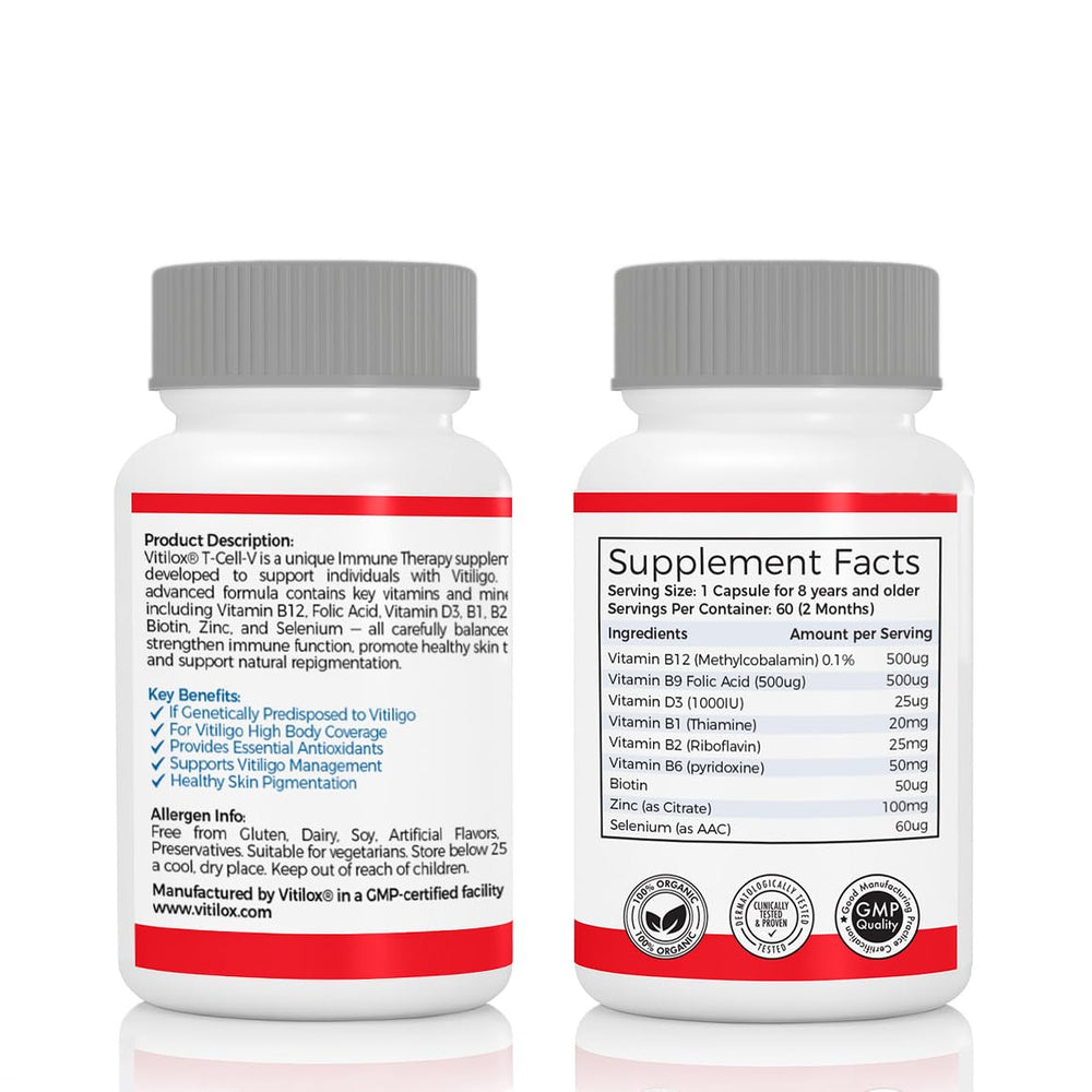 Vitilox T-Cell-V ingredient blend image illustrates antioxidants and minerals.