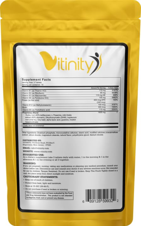 Vitinity Anti-Drink pills closeup emphasizing convenient daily dosage.