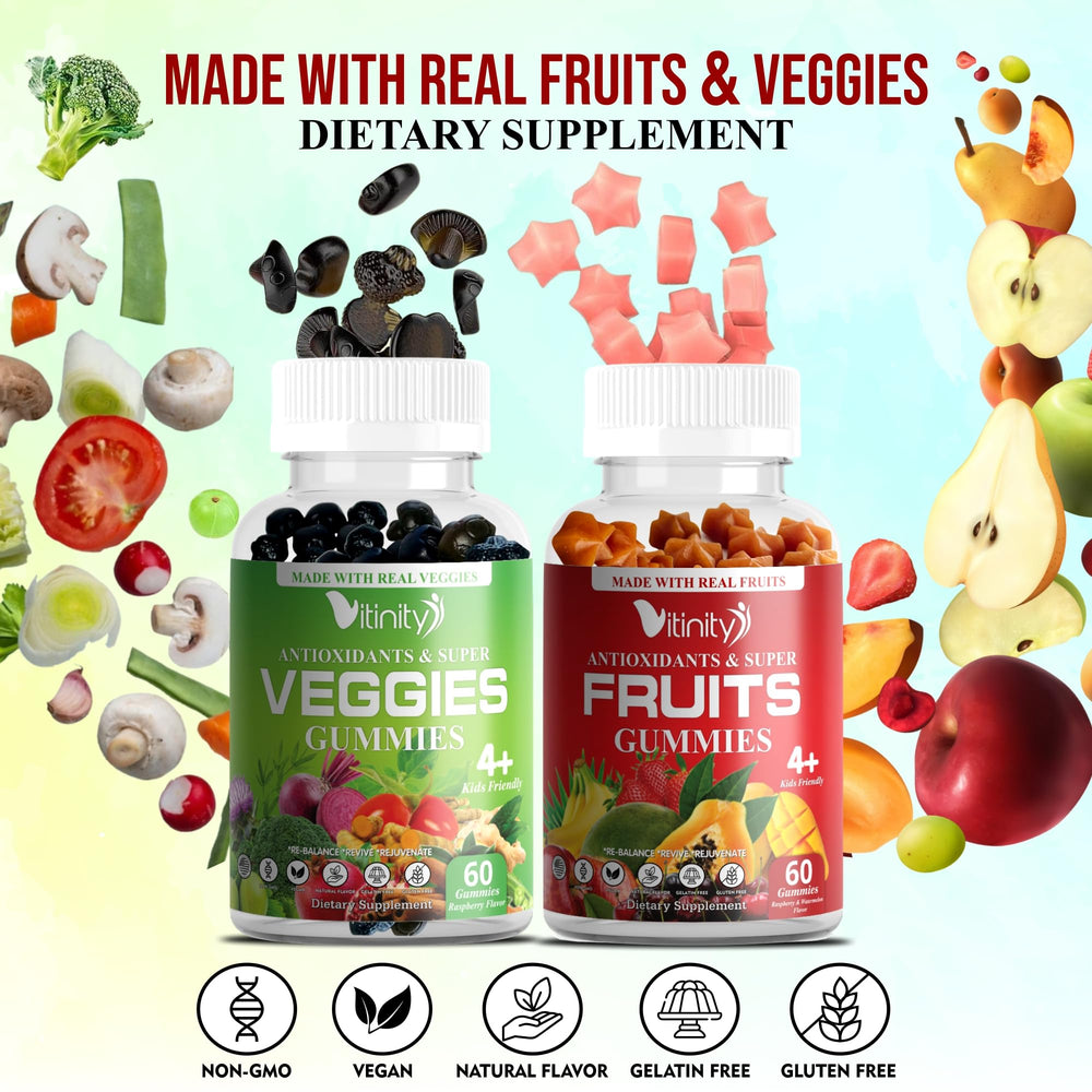 VITINITY fruit gummies close-up with fruity flavor supporting routine
