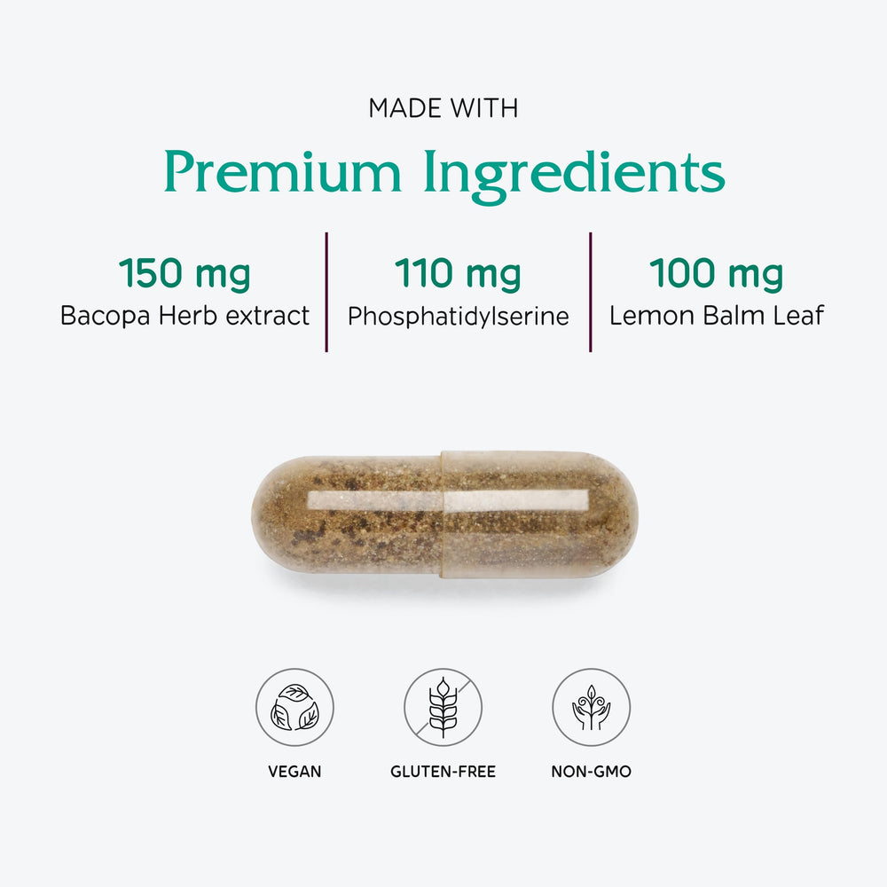 Vitanica MindBlend non-GMO herbs scene emphasizing natural, clean ingredients.