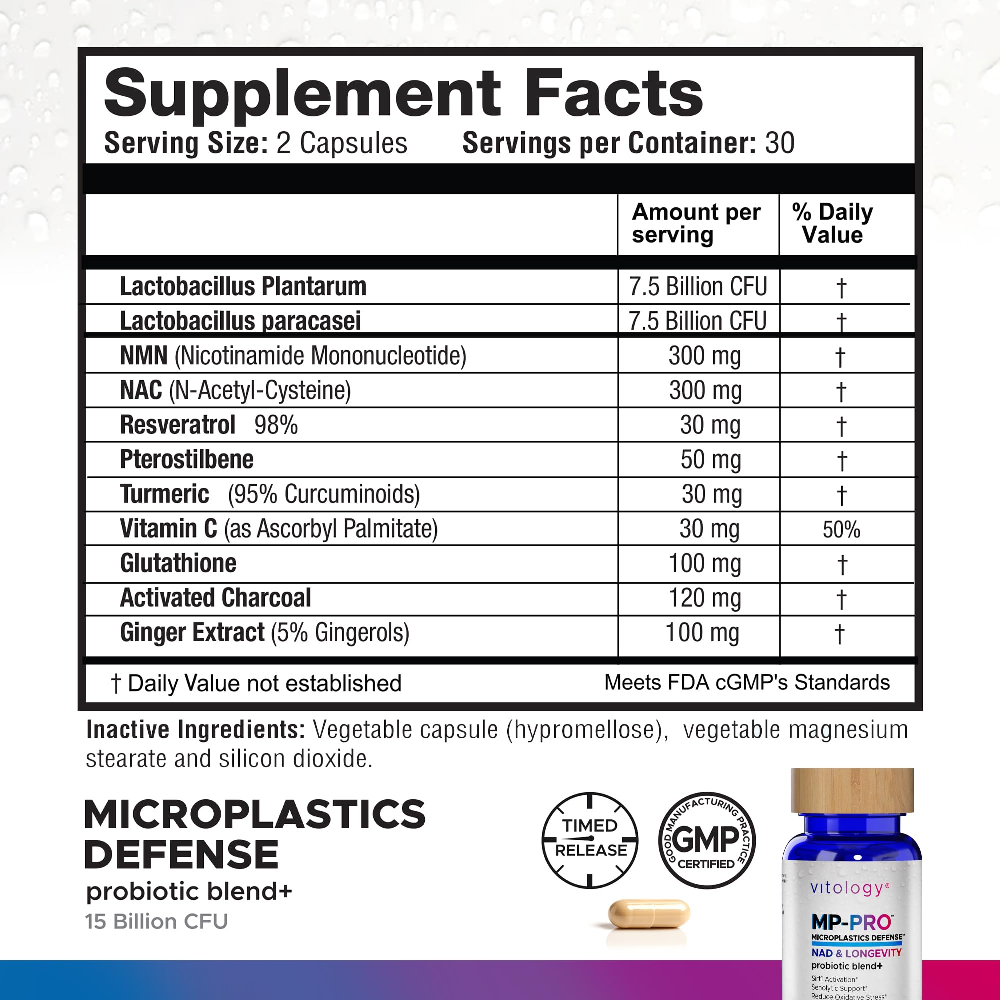 Vitology MP-PRO charcoal turmeric capsule visual indicating detox and antioxidant support