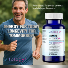 Vitology NMN Elite 500 GMP-certified facility seal visible