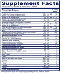Vitanica Senior Symmetry bottle label closeup showing vegan ingredients and guidance.