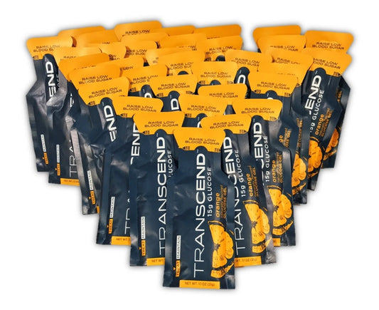 Vitonus orange-flavored glucose gels in a brand bag for easy storage and on-the-go use