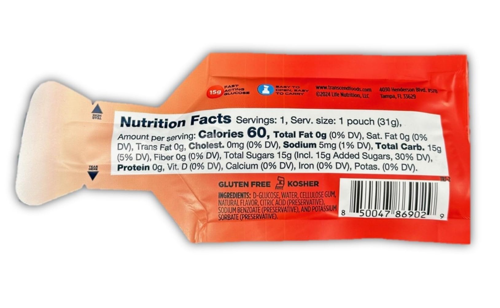 VITONUS Transcend Strawberry Gels on the go for workouts or travel