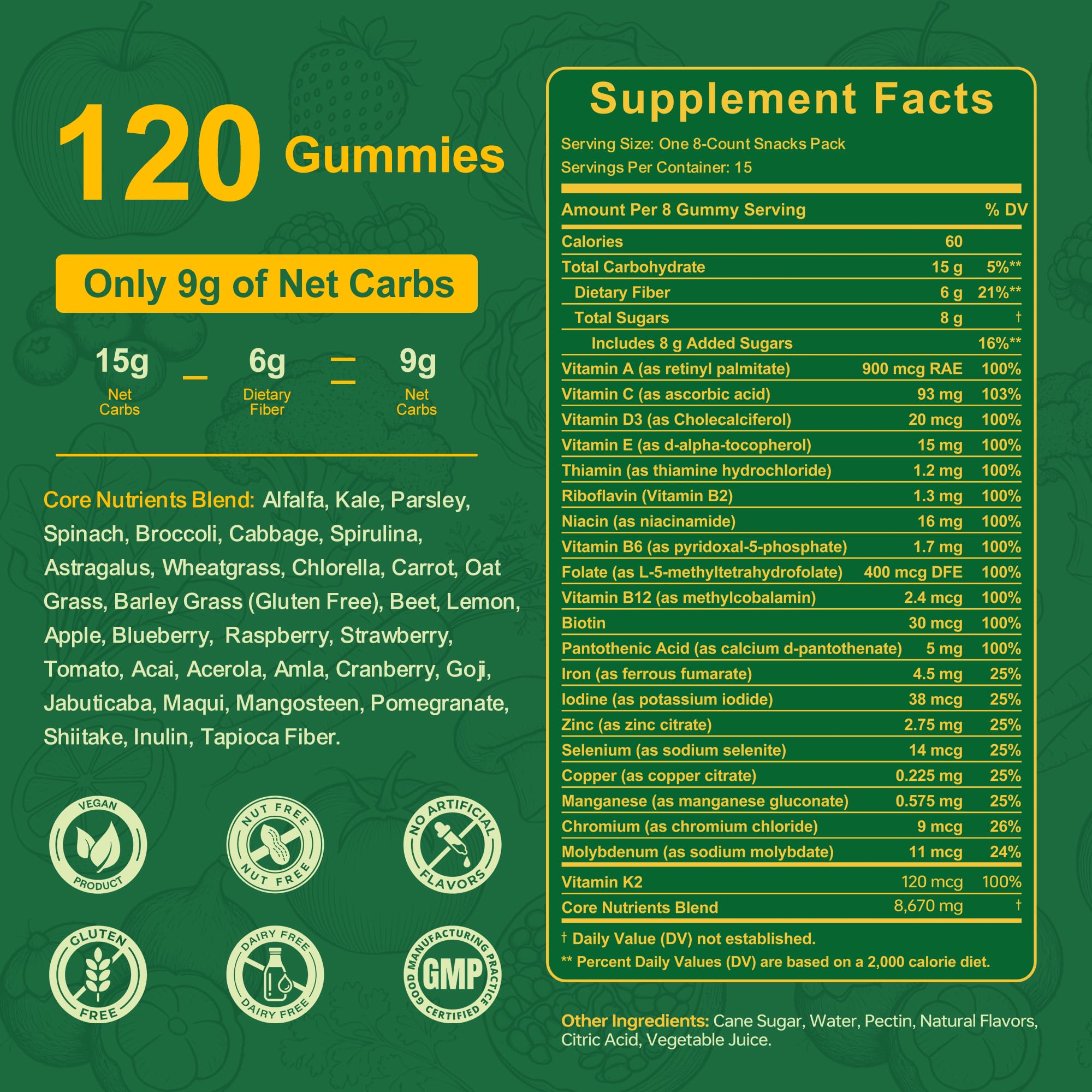 Vitrcestrs Greens Daily Gummies on-the-go pack for busy days' snack.