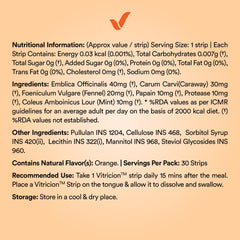 Vitricion orange flavor enhances taste while easing discomfort.
