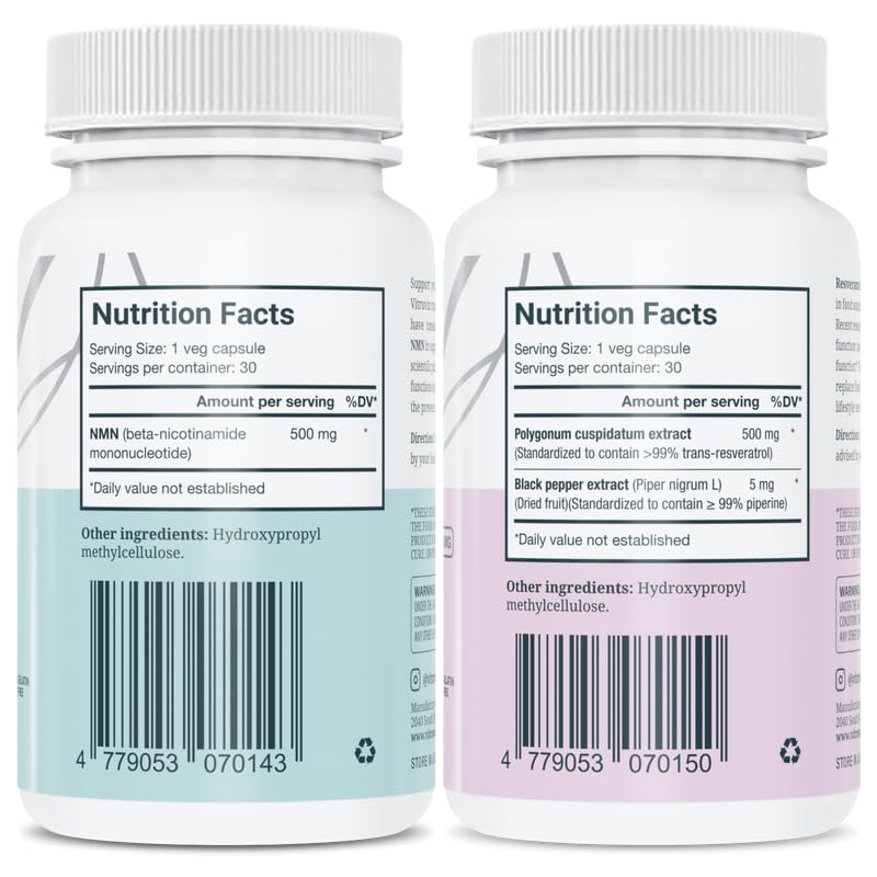 VITRUVIN Longevity dosage guidance shown on bottle label for daily use.