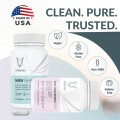 VITRUVIN Longevity NMN 500mg capsule close-up illustrating the dosage.