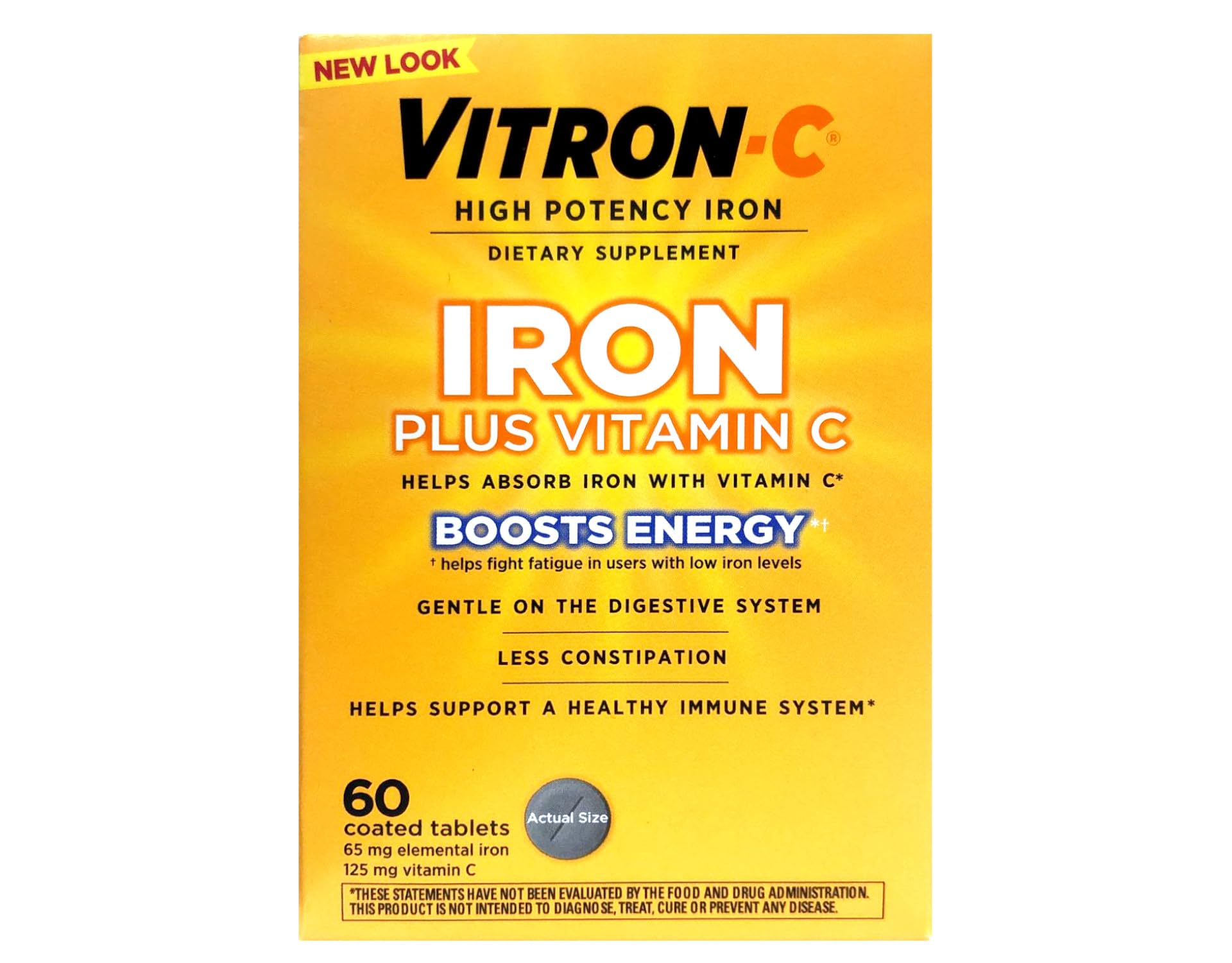 Vitron-C tablet side view highlighting easy-to-swallow design