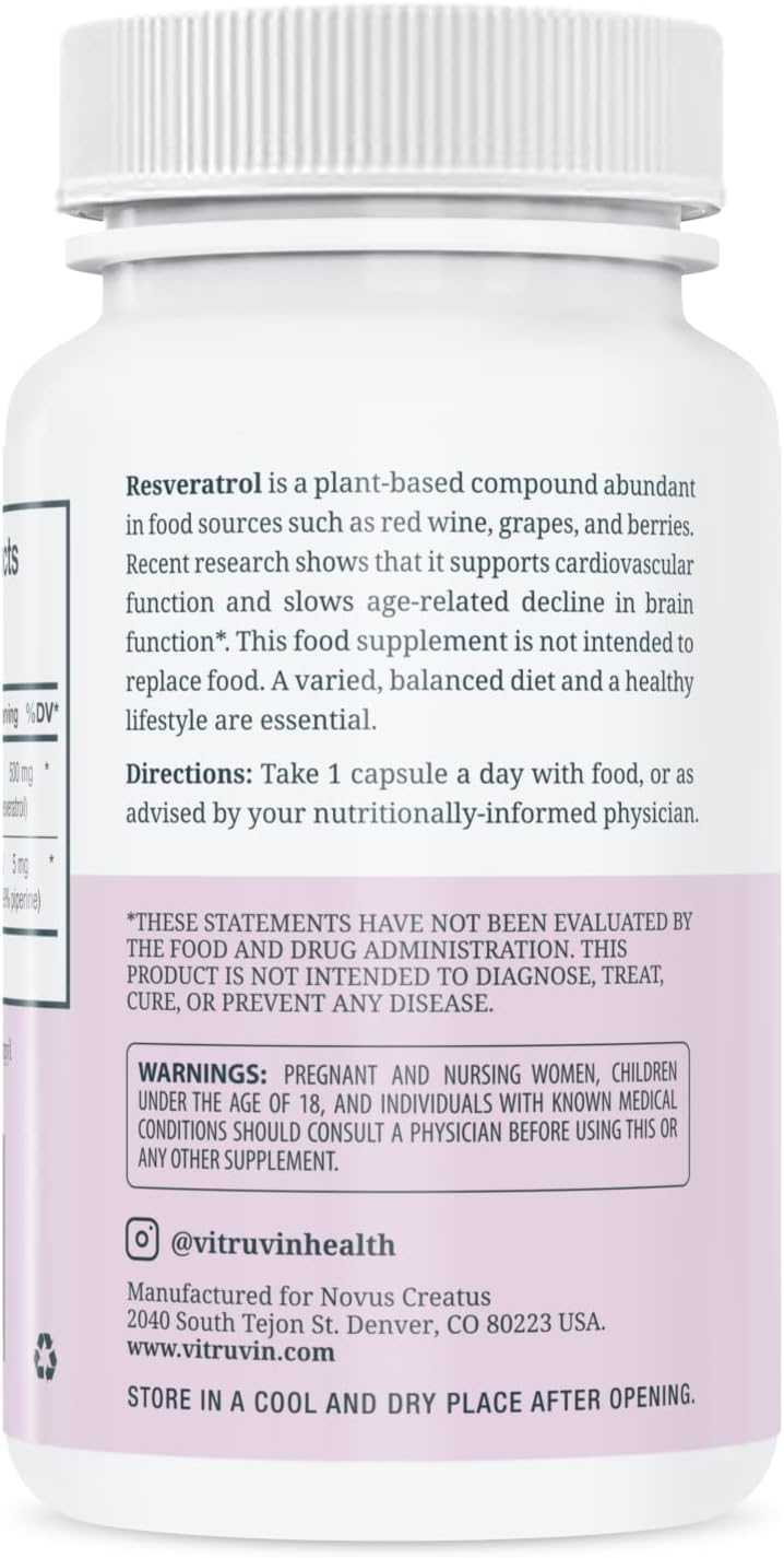 VITRUVIN bottle back label listing gluten-free and non-GMO features.