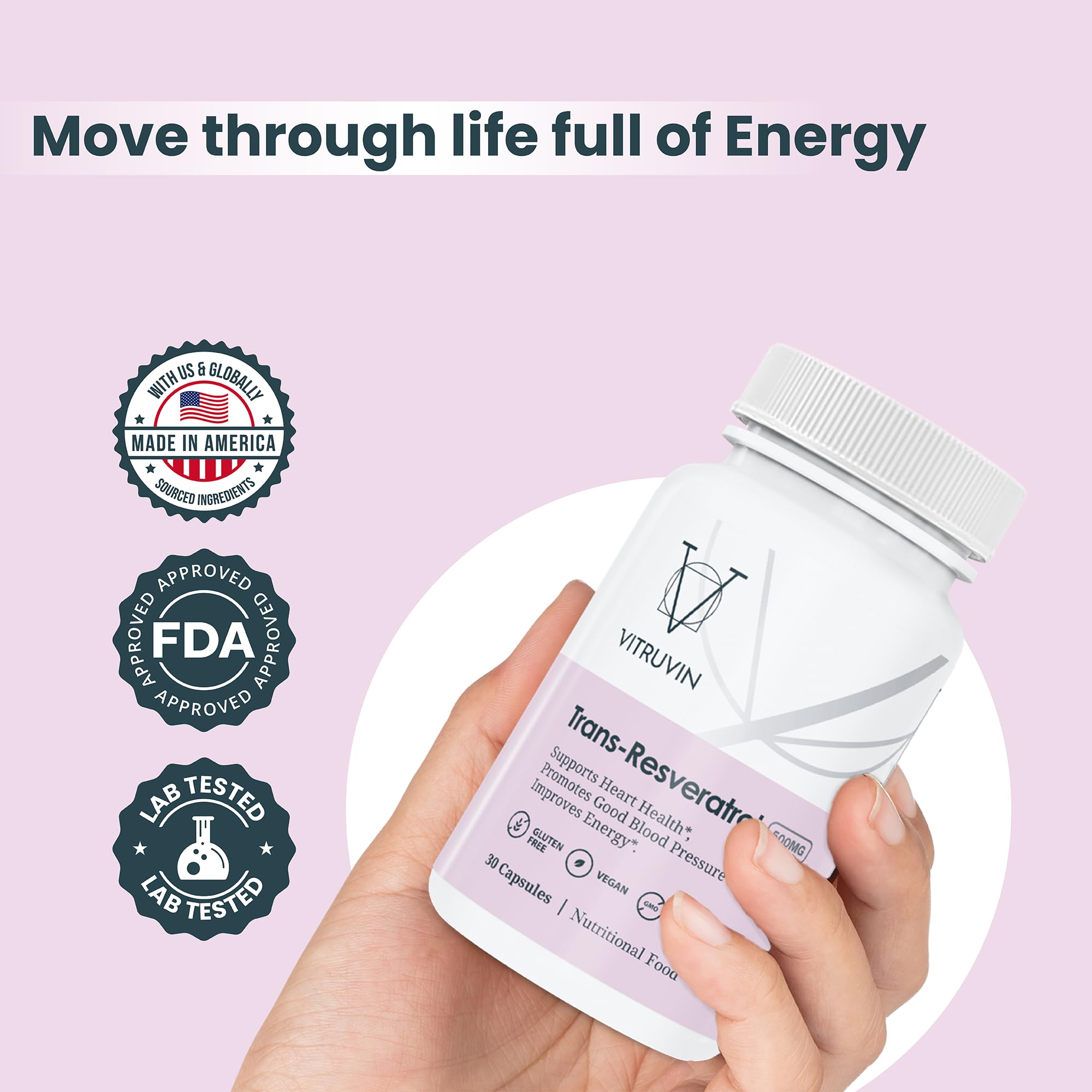 VITRUVIN daily-use ritual with trans-resveratrol for general wellness.
