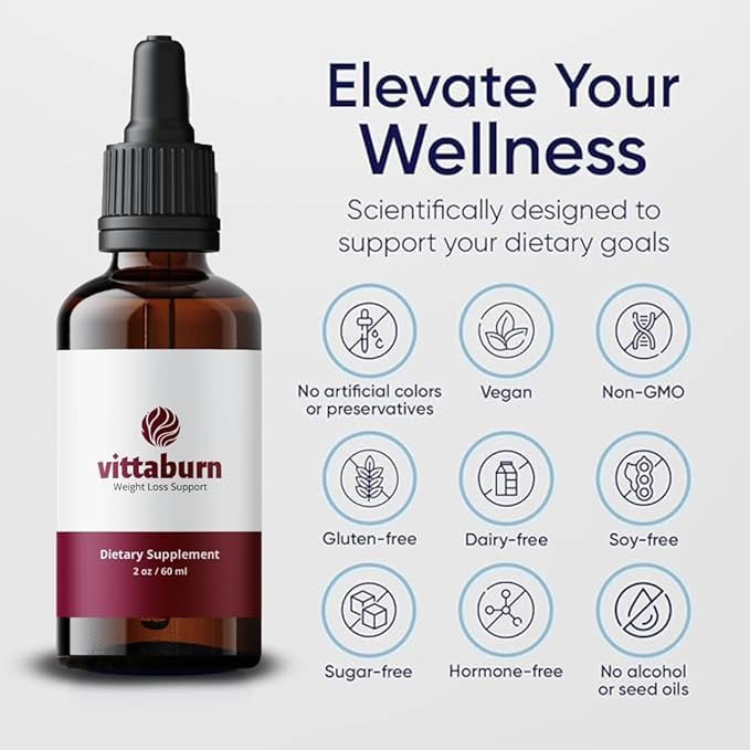 Vittaburn plant-based formula ingredients display natural blends for balanced energy.