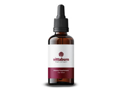 Vittaburn weight loss drops bottle pour demonstrates quick absorption for metabolism support.