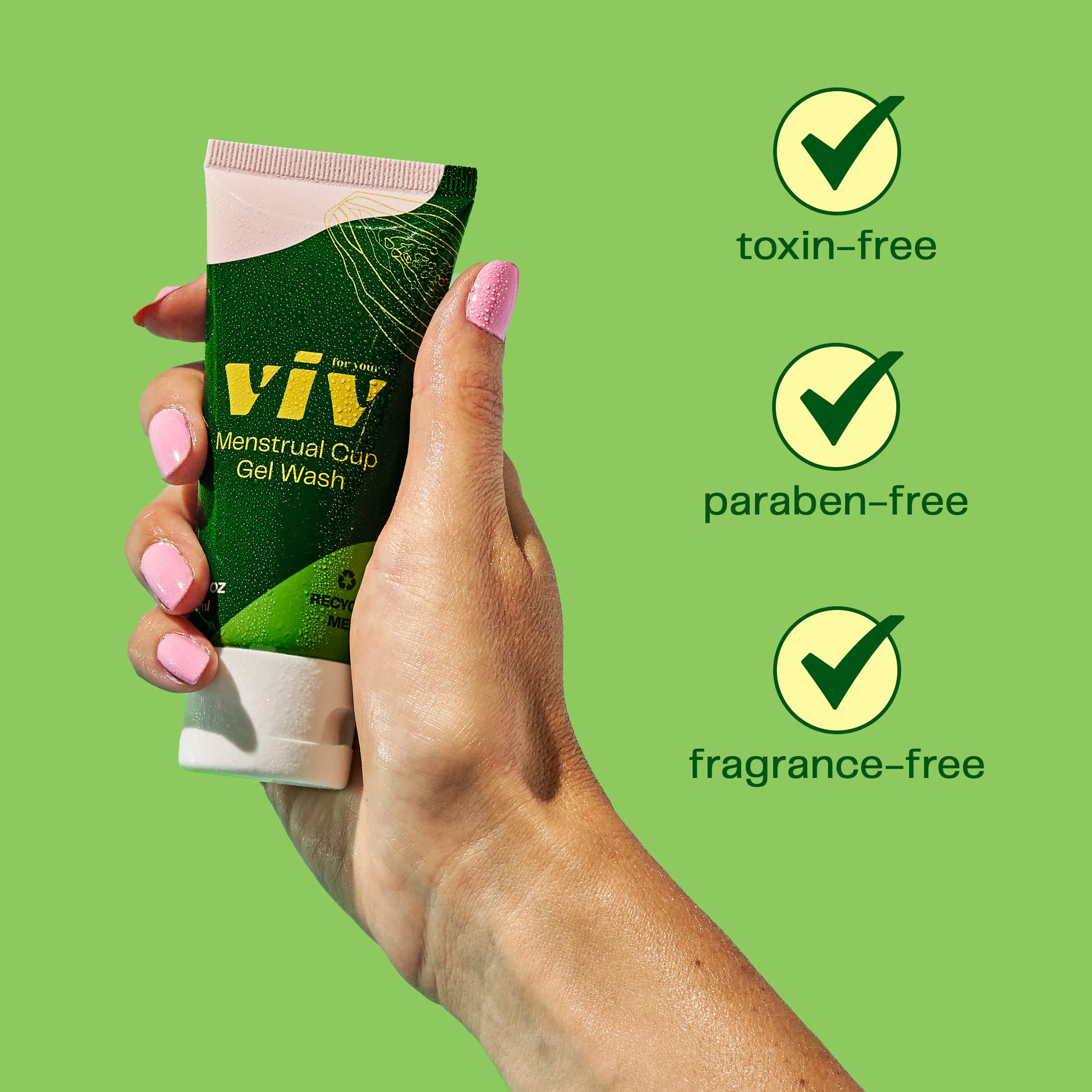 Viv for Your V eco packaging close-up, plastic-free materials.