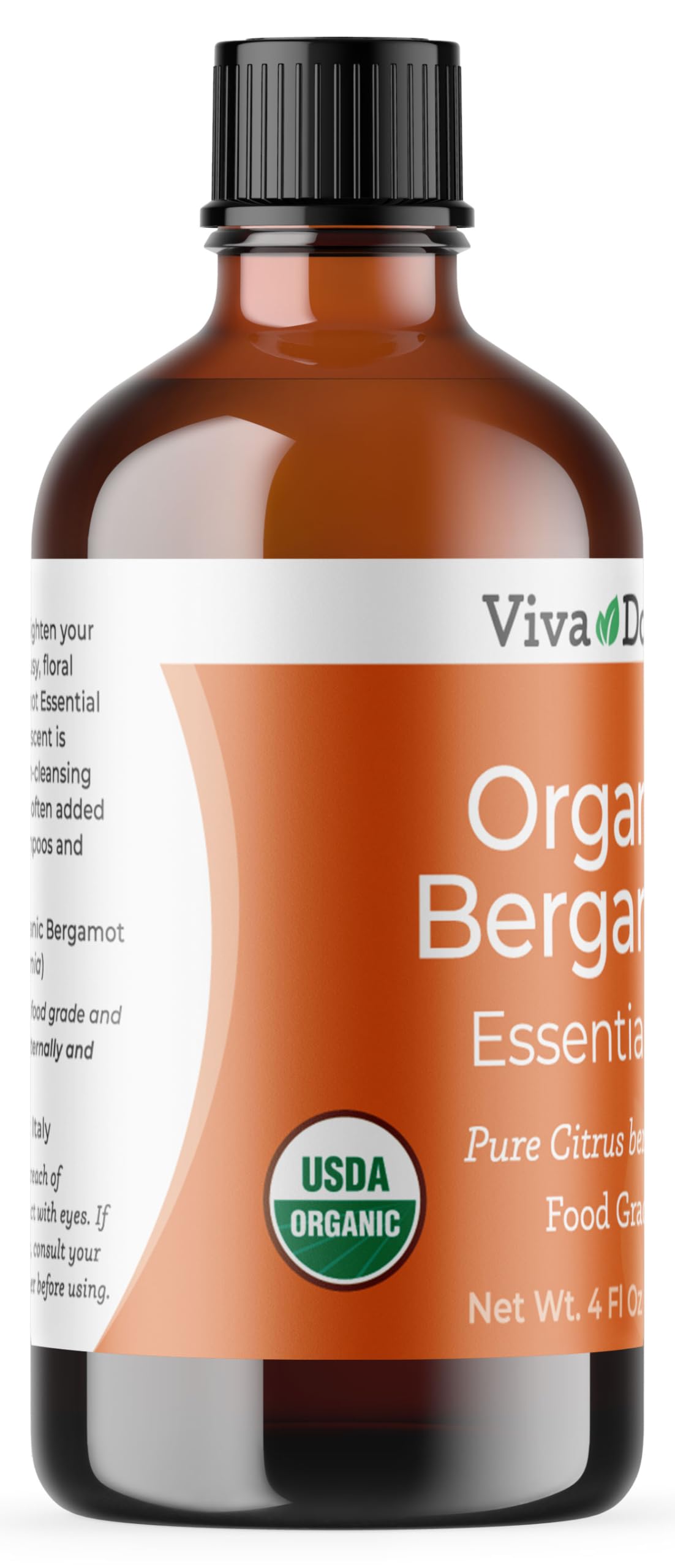 Viva Doria bergamot oil amber glass bottle ready for aromatherapy