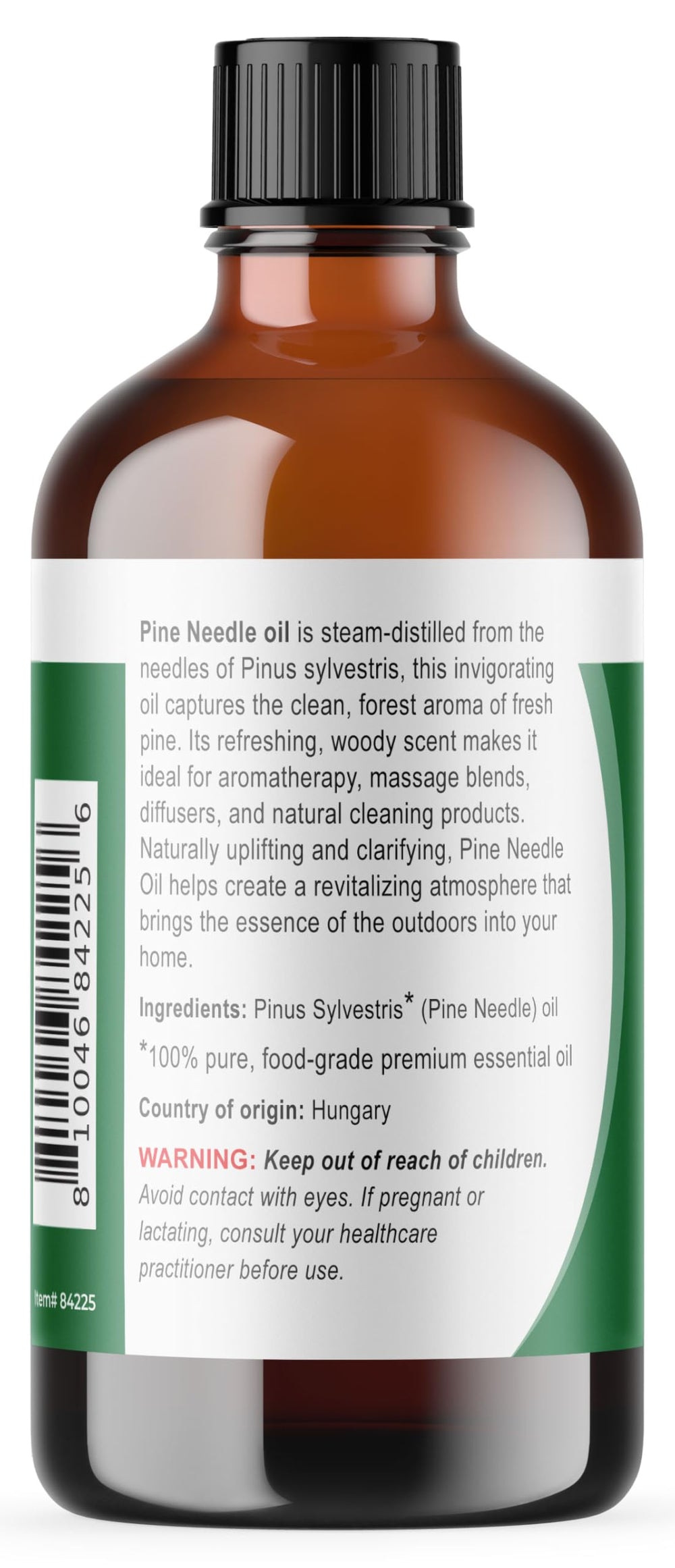 Viva Doria pine needle oil closeup shows steam-distilled purity and resinous notes