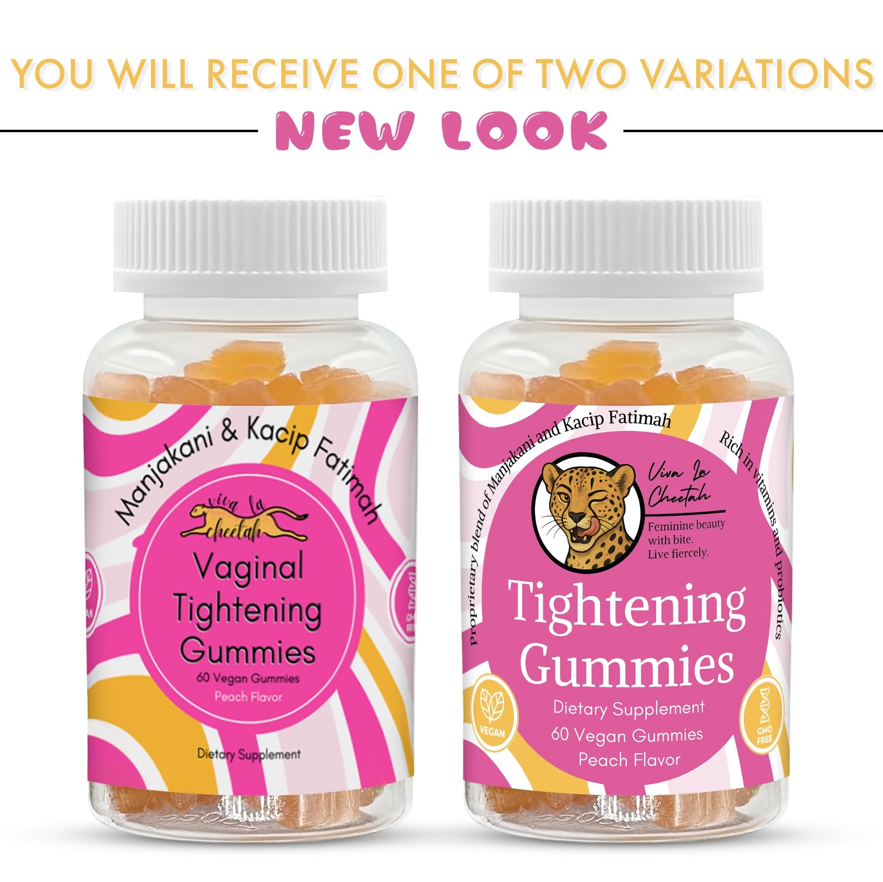 Viva La Cheetah vaginal tightening gummies closeup peach flavor for daily use