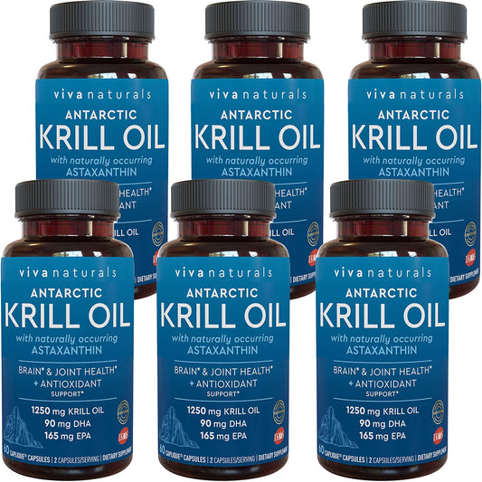 Viva Naturals Antarctic Krill Oil bottle highlights high omega-3 content for daily support