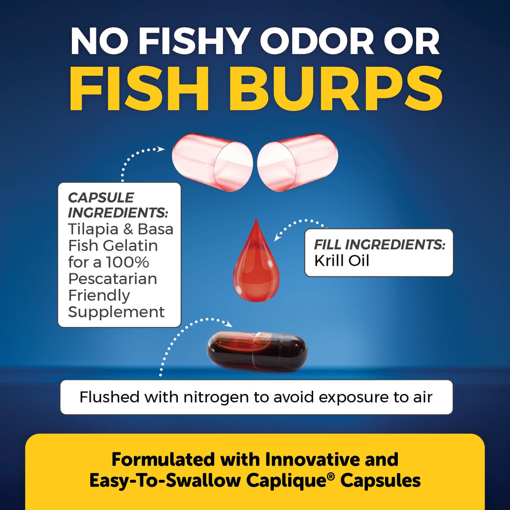 Astaxanthin-rich Viva Naturals krill oil with phospholipids for better absorption.