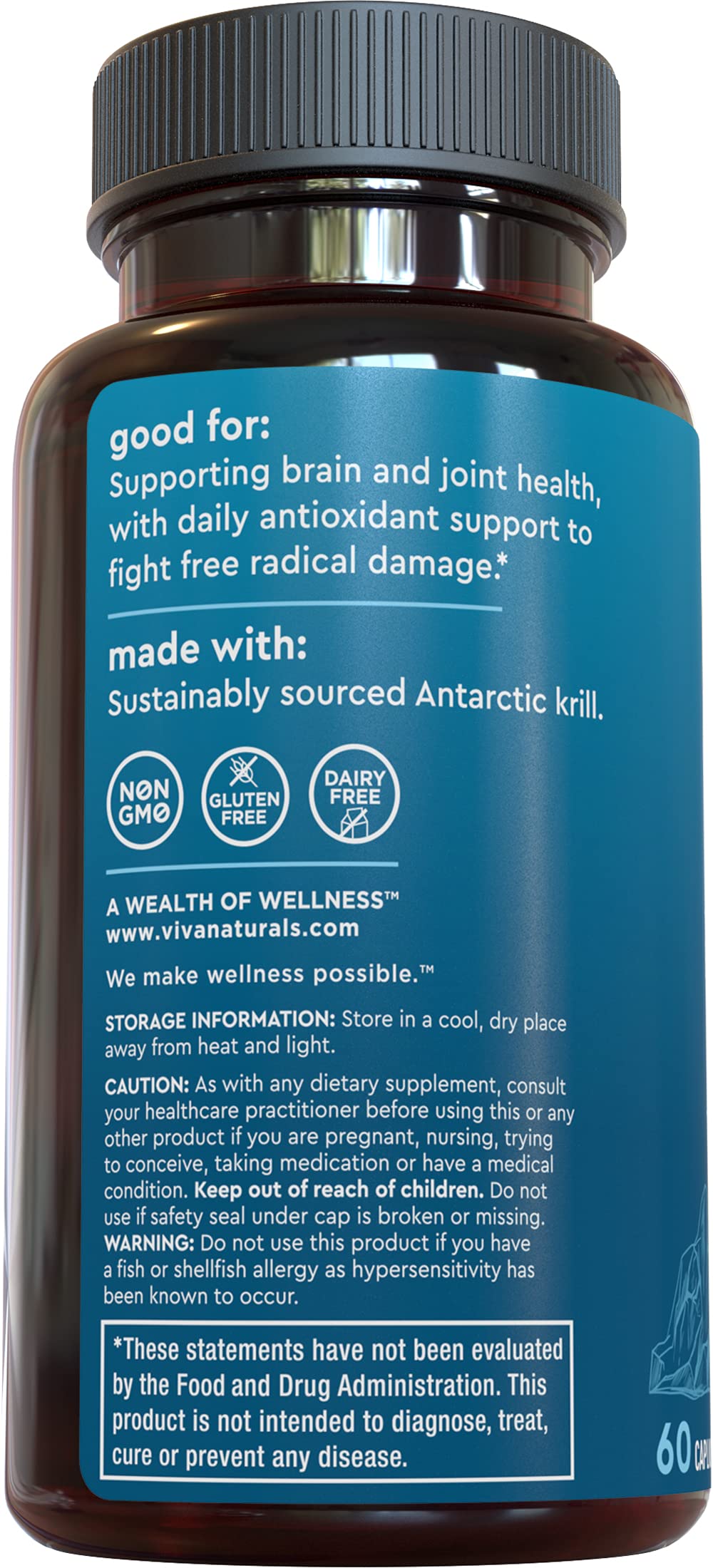 Viva Naturals krill oil with EPA and DHA emphasizes daily wellness