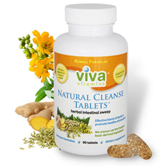Viva Vitamins Natural Cleanse bottle front showing vegan laxative formula for gut support