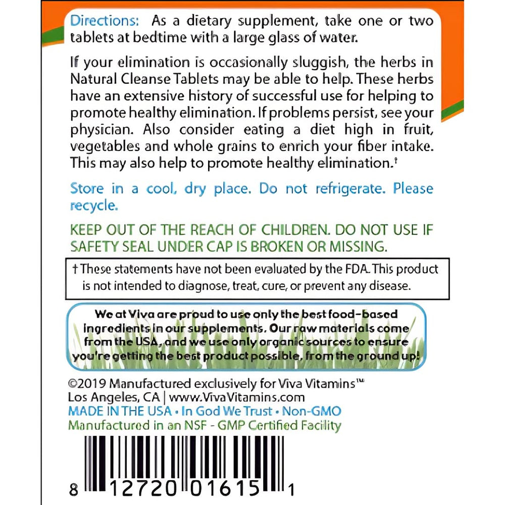 US-made GMP quality badge on the Viva Vitamins Natural Cleanse label