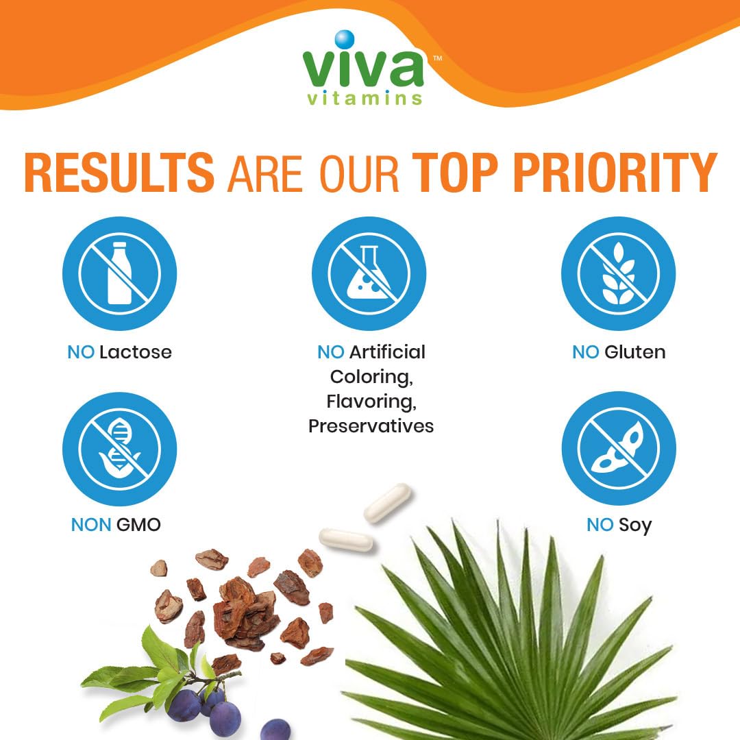 Viva Vitamins Prostate Health veggie caps array for daily intake