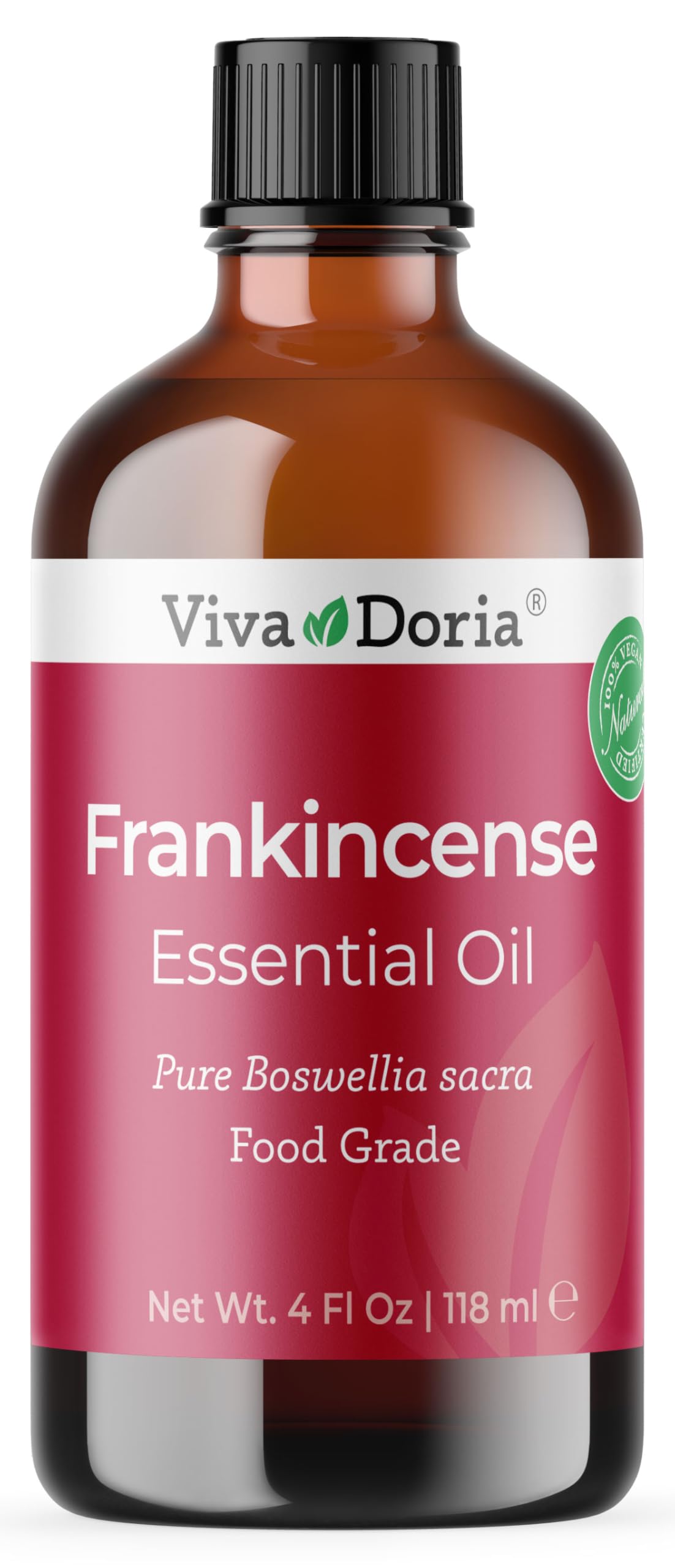 Viva Doria frankincense essential oil bottle cap close-up for aromatherapy and focus.
