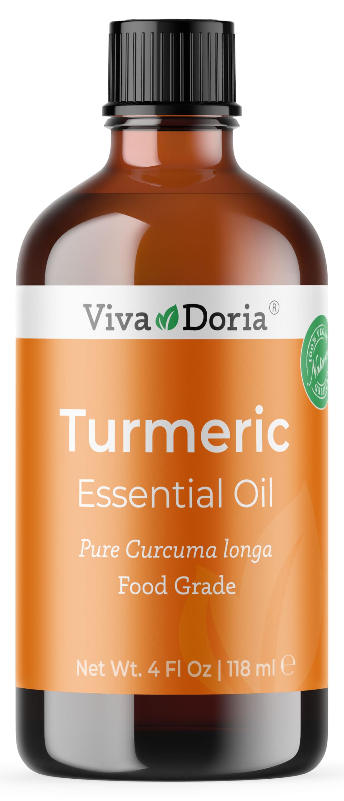Viva Doria turmeric essential oil bottle with pure aroma for diffuser use.