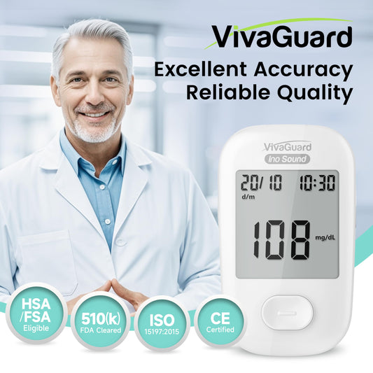 VivaGuard glucose monitor display shows results clearly for quick checks.