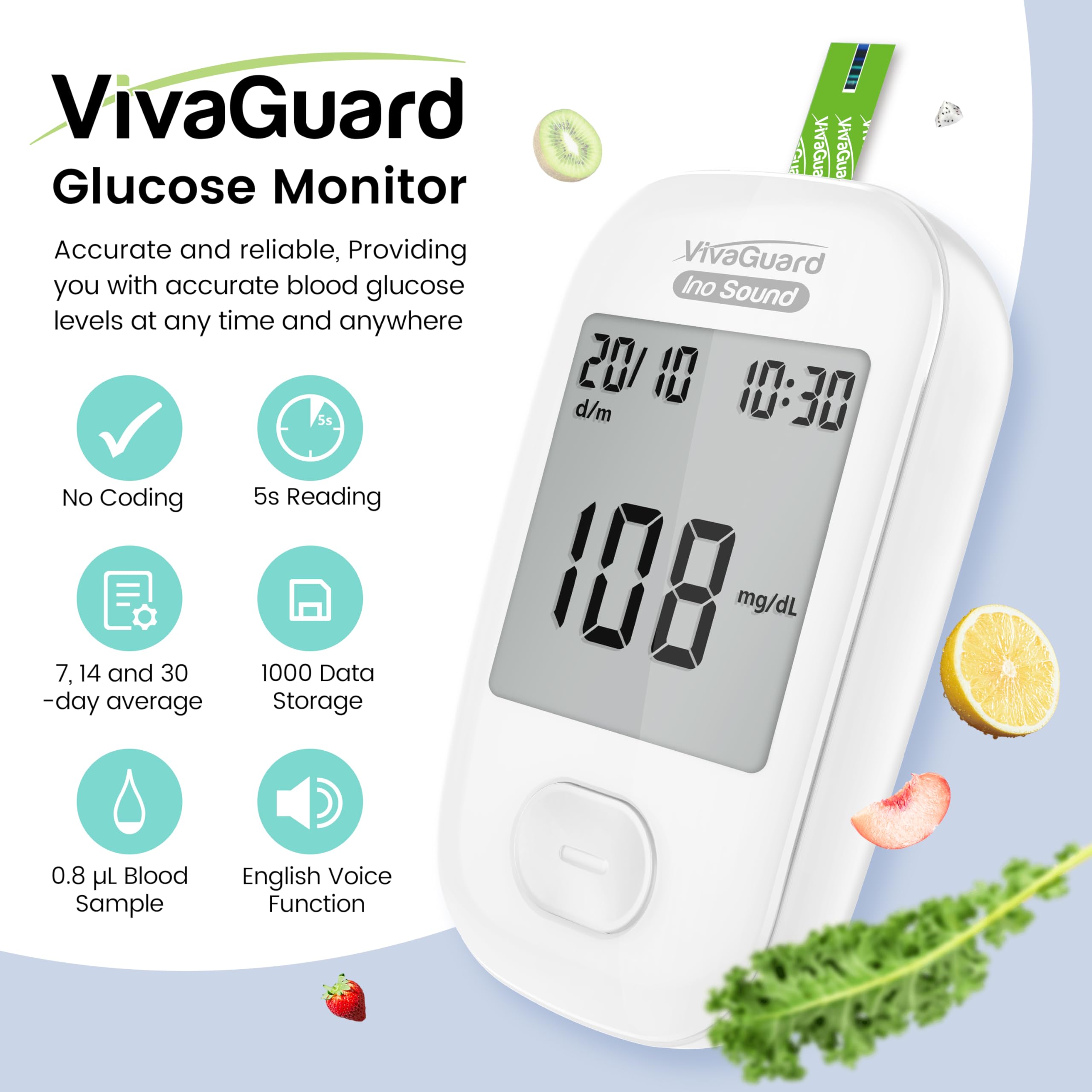 VivaGuard talking function guides users through testing and readings.