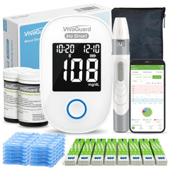 VivaGuard Ino smart glucose monitor with Bluetooth app sync.