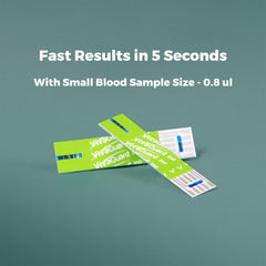 Vivaguard Ino test strips in use show a 5-second read time.