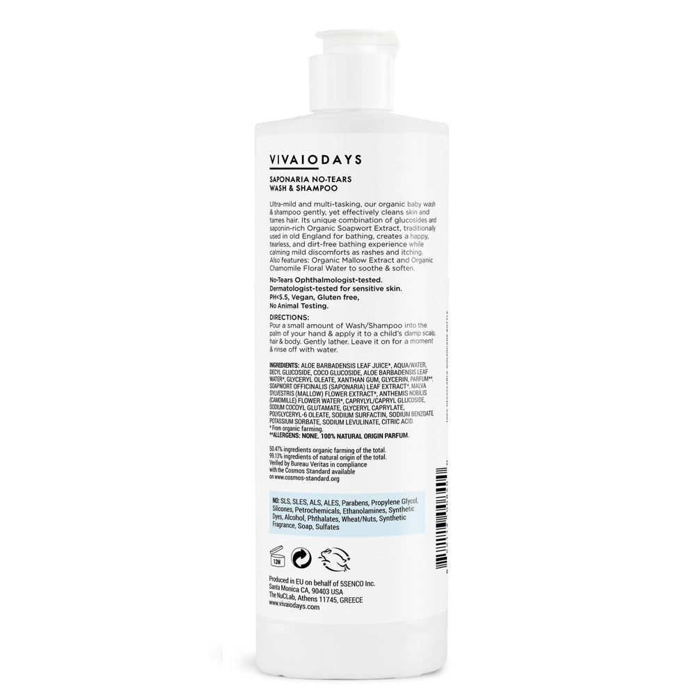 VIVAIODAYS Saponaria No-Tears Wash foam highlighting rich lather and easy rinse