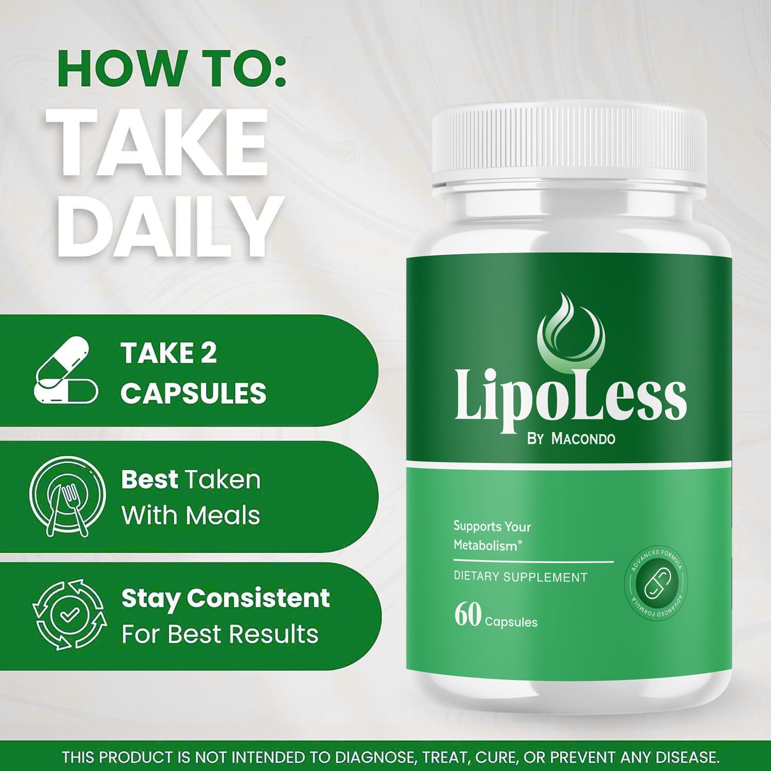 VIVALIS Lipoless bottle and capsules on a table for easy daily dosing.