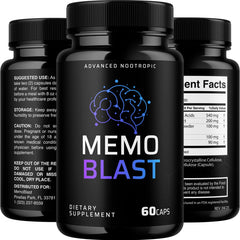 Memo Blast with a glass of water, illustrating a quick morning routine.