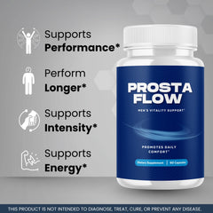 Close-up of VIVALIS ProstaFlow bottle, ideal for daily urinary comfort support.