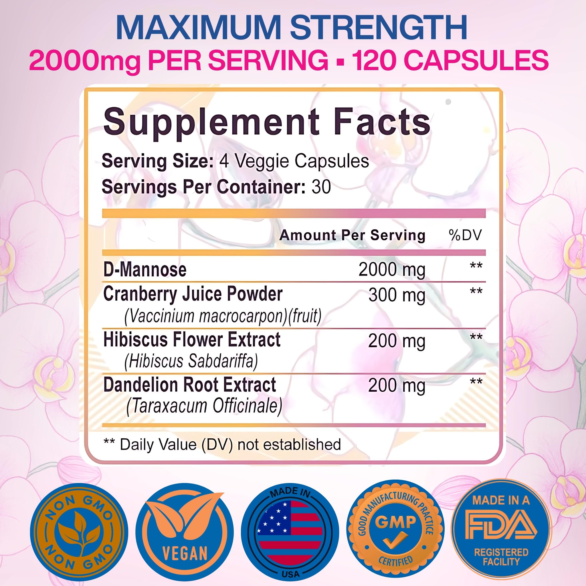 VIVANUTRA D-Mannose capsules bottle for convenient daily dosing