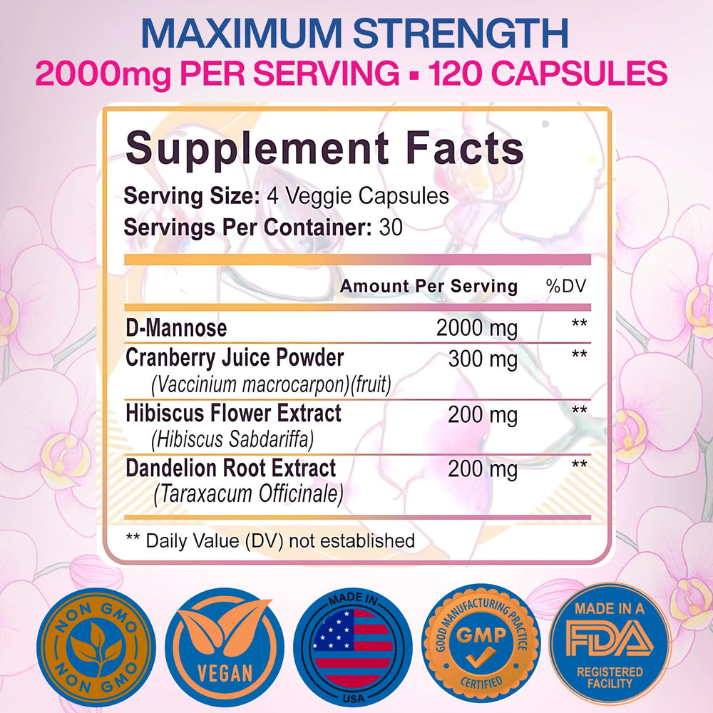 VIVANUTRA D-Mannose capsules bottle for convenient daily dosing