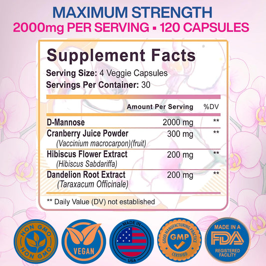 VIVANUTRA D-Mannose capsules bottle for convenient daily dosing