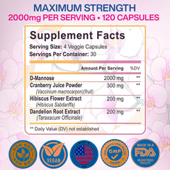 VIVANUTRA D-Mannose capsules bottle for convenient daily dosing